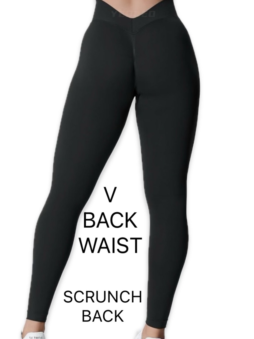 YEOREO V Back Scrunch Seamless Leggings Black Squat Proof Gym Activewear NWOT M